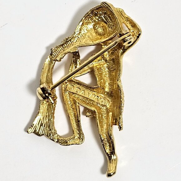 Vintage Davinci Brooch Pin Aquarius Zodiac Sign Signed Horoscope Water Astrology - Picture 2 of 5